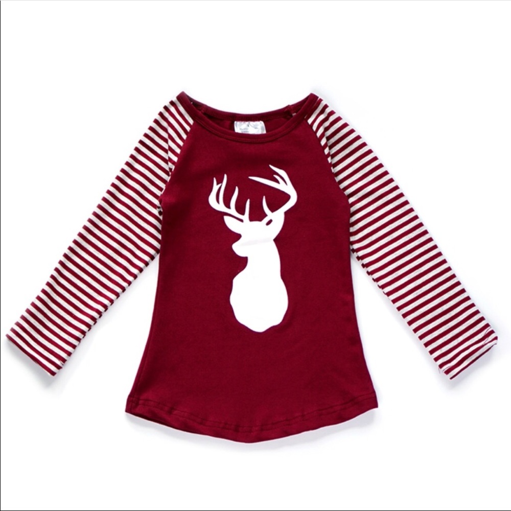 Maroon Reindeer Raglan Top